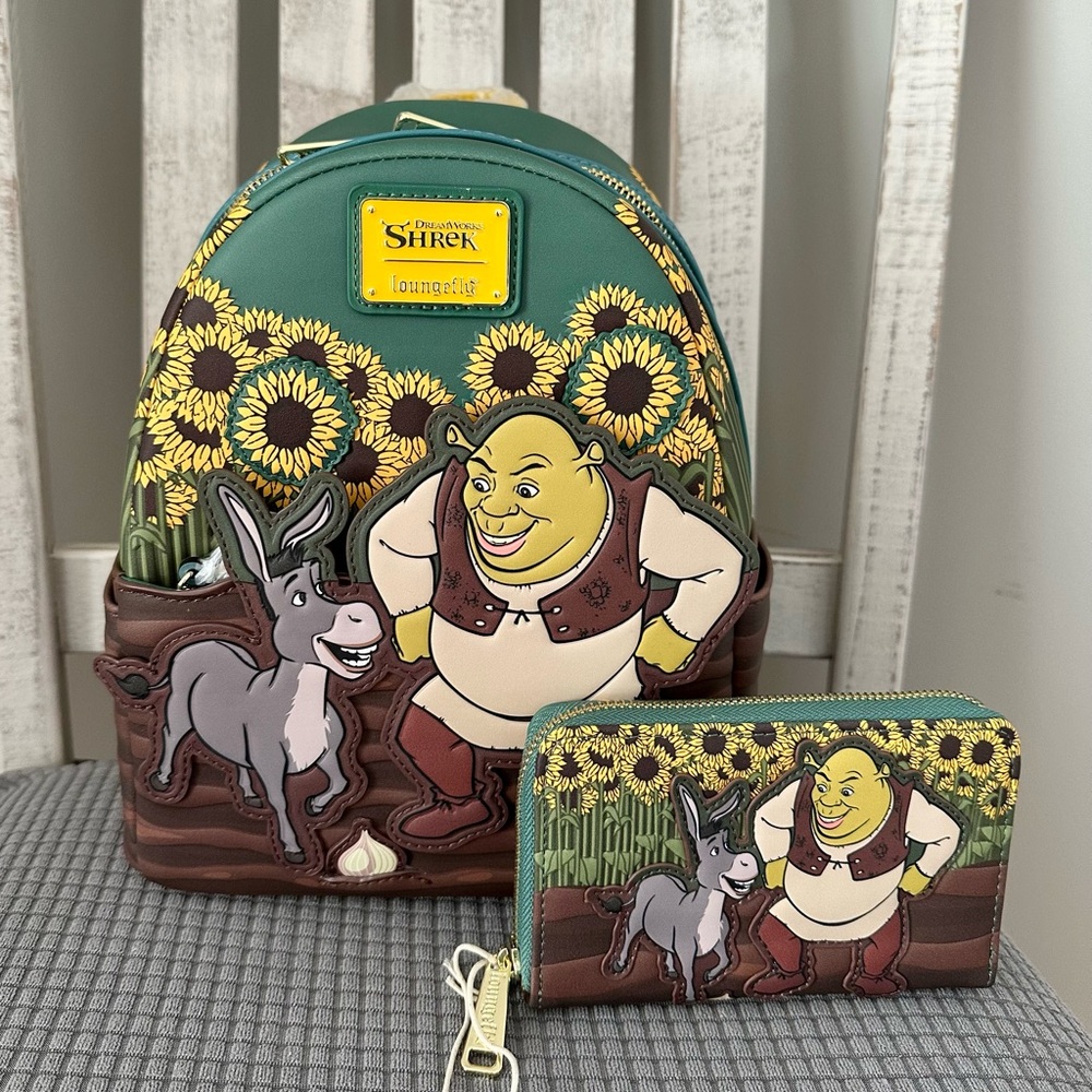 Loungefly Dreamworks Shrek & Donkey Sunflower Fields Mini Backpack & Wal…